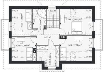 Projekt domu Alcamo Termo - rzut poddasza, dom liczy 6 pokoje, 3 łazienki i wc