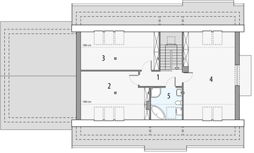 Projekt domu Katia b2g - rzut poddasza, dom liczy 6 pokoje, 3 łazienki i wc