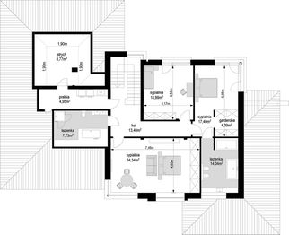 Piętro 1 projektu - Spokojny zakątek wariant B