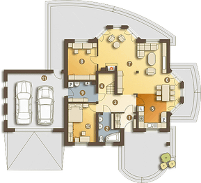 Parter projektu - Dzierlatka III styl z garażem 2-st. [A]