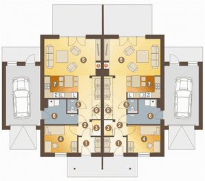 Parter projektu - Azalia z garażem 1-st. bliźniak [A-BL2]