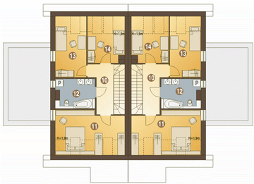 Poddasze projektu - Azalia z garażem 1-st. bliźniak [A-BL2]