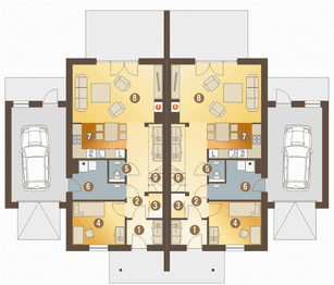 Parter projektu - Azalia z garażem 1-st. bliźniak [A-BL1]