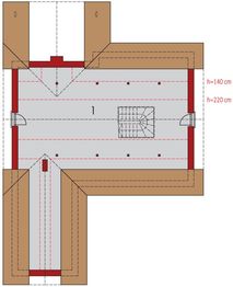 Projekt domu Simon G1 (mały) energo - rzut poddasza, dom liczy 3 pokoje, 2 łazienki i wc
