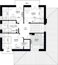 Piętro 1 projektu - Szmaragd 6 wariant B