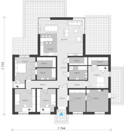 Projekt domu uA35 - rzut parteru, dom liczy 4 pokoje, 2 łazienki i wc