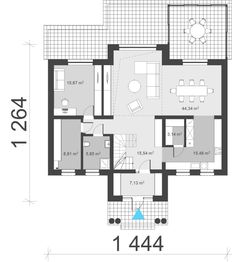 Projekt domu uA64 - rzut parteru, dom liczy 5 pokoje, 2 łazienki i wc