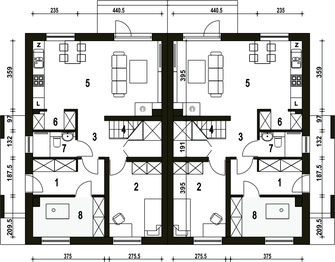 Parter projektu - Głuszec bez garażu bliźniak [B-BL]