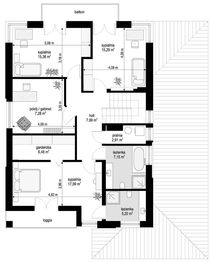 Piętro 1 projektu - Kasjopea 3 wariant E