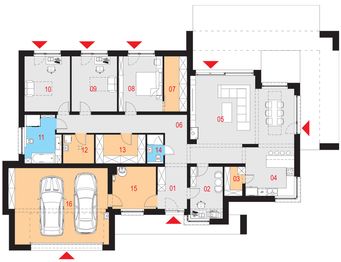Projekt domu Illecebrosus IV G2 - rzut parteru, dom liczy 4 pokoje, 2 łazienki i wc