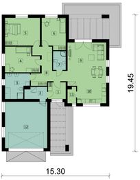 Projekt domu KA22 - rzut parteru, dom liczy 3 pokoje, 2 łazienki i wc