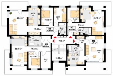 Piętro 1 projektu - Akant 4 Budynek wielorodzinny