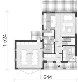 Projekt domu uA63 - rzut parteru, dom liczy 4 pokoje, 2 łazienki i wc