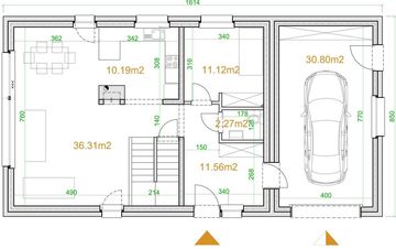 Projekt domu eko Typowy 30 - rzut parteru, dom liczy 5 pokoje, 2 łazienki i wc