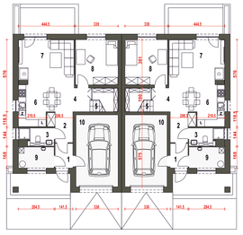 Parter projektu - Mazurek III z garażem 1-st. bliźniak [A-BL1]