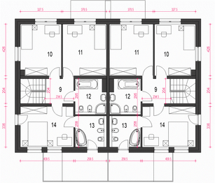 Piętro 1 projektu - Zyta z garażem 1-st. bliźniak [A-BL1]
