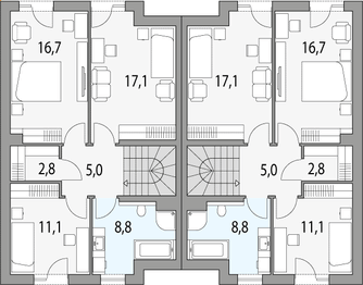 Piętro 1 projektu - Oskar 1 - bliźniak pl+p