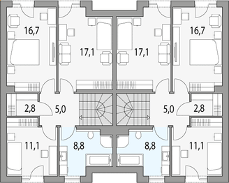 Piętro 1 projektu - Oskar - dwulokalowy pl+p