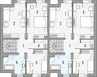 Piętro 1 projektu - Oskar 1 - dwulokalowy LP