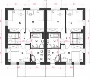 Piętro 1 projektu - Zyta z garażem 1-st. bliźniak [A-BL]