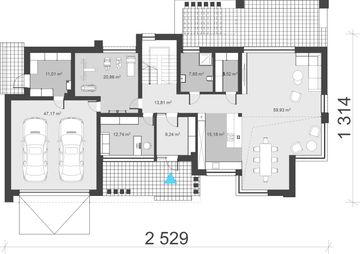 Projekt domu uA82 - rzut parteru, dom liczy 4 pokoje, 3 łazienki i wc