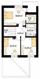 Projekt domu Limba W2 - rzut 1 piętra, dom liczy 3 pokoje, 2 łazienki i wc