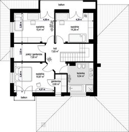 Piętro 1 projektu - Szmaragd 5 wariant B