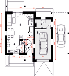 Parter projektu - Biała z garażem i wiatą [A1]