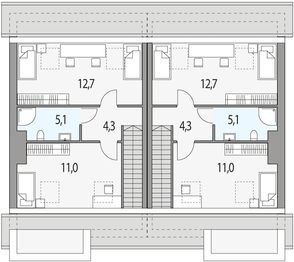 Poddasze projektu - Paweł i gaweł 1a - bliźniak dwulokalowy l+ll