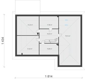 Projekt domu uA129 - rzut poddasza, dom liczy 3 pokoje, 2 łazienki i wc