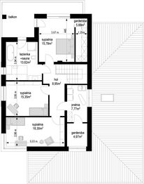 Piętro 1 projektu - Szmaragd 5 wariant C