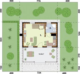 Parter projektu - Bari C szkielet drewniany, dom mieszkalny, całoroczny