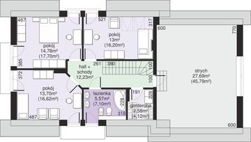 Poddasze projektu - Dom przy Modrzewiowej 17