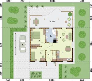 Parter projektu - Barbados 2 C dom mieszkalny, całoroczny szkielet drewniany