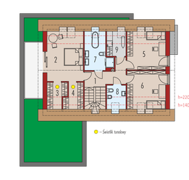 Projekt domu Malkolm G2 energo plus - rzut poddasza, dom liczy 4 pokoje, 3 łazienki i wc