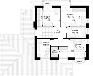 Piętro 1 projektu - Willa diamentowa wariant D