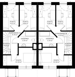 Piętro 1 projektu - JB53 dwurodzinny