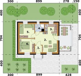 Parter projektu - Toronto C szk. drew., dom mieszkalny, cał. ogrzewanie kominek z płaszczem wodnym