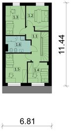 Projekt domu KA120 S - rzut 1 piętra, dom liczy 4 pokoje, 2 łazienki i wc