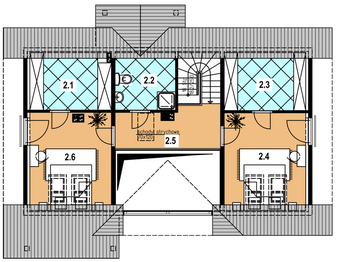 Poddasze projektu - A-151 Dom świerkowa z bali
