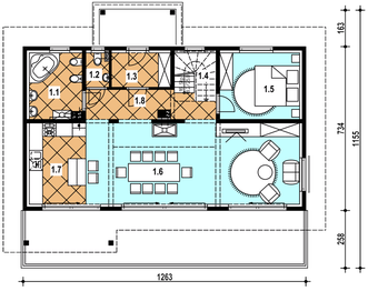 Parter projektu - A-151 Dom świerkowa szkieletowy