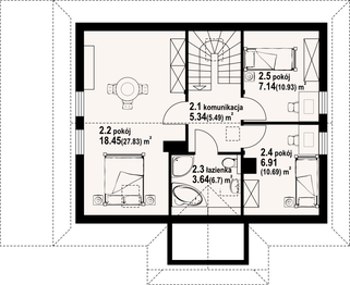 Poddasze projektu - Zawoja 55 dw