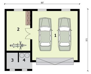 Projekt budynku gospodarczego G316 budynek gospodarczo-garażowy - rzut parteru, dom liczy 0 pokoje, 0 łazienki i wc