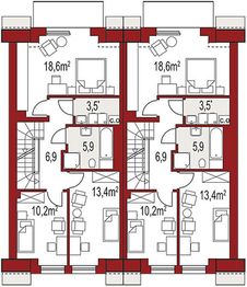 Piętro 1 projektu - Diana B bliźniak