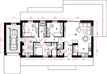 Parter projektu - Żurawinka II z garażem 1-st. [A]