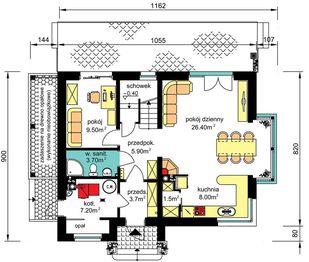 Parter projektu - BW-36 wariant 16 bez garażu