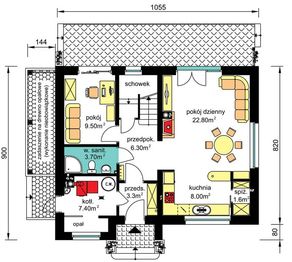 Parter projektu - BW-49 wariant 12 bez garażu