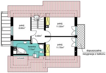 Poddasze projektu - BW-49 wariant 12 bez garażu