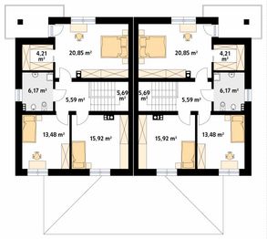 Piętro 1 projektu - Karminowy 2