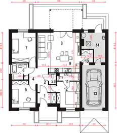 Parter projektu - Opal z garażem 1-st. [A]